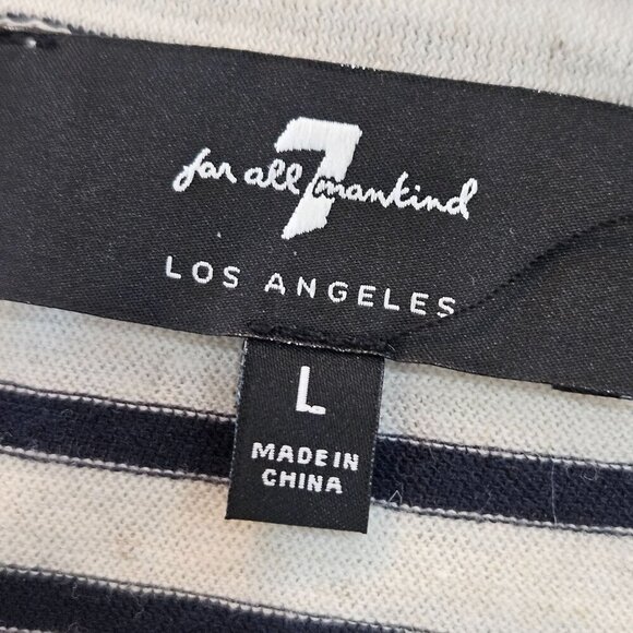 7 For All Mankind Stripe Navy White Long Sleeve Tie Hem Top Large Nautical - Picture 5 of 9